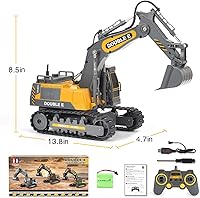 Vista 4 de DOUBLE E Excavadora de juguete con control remoto, juguetes de construcción, tractor, batería recargable, vehículos RC, camión eléctrico, caja