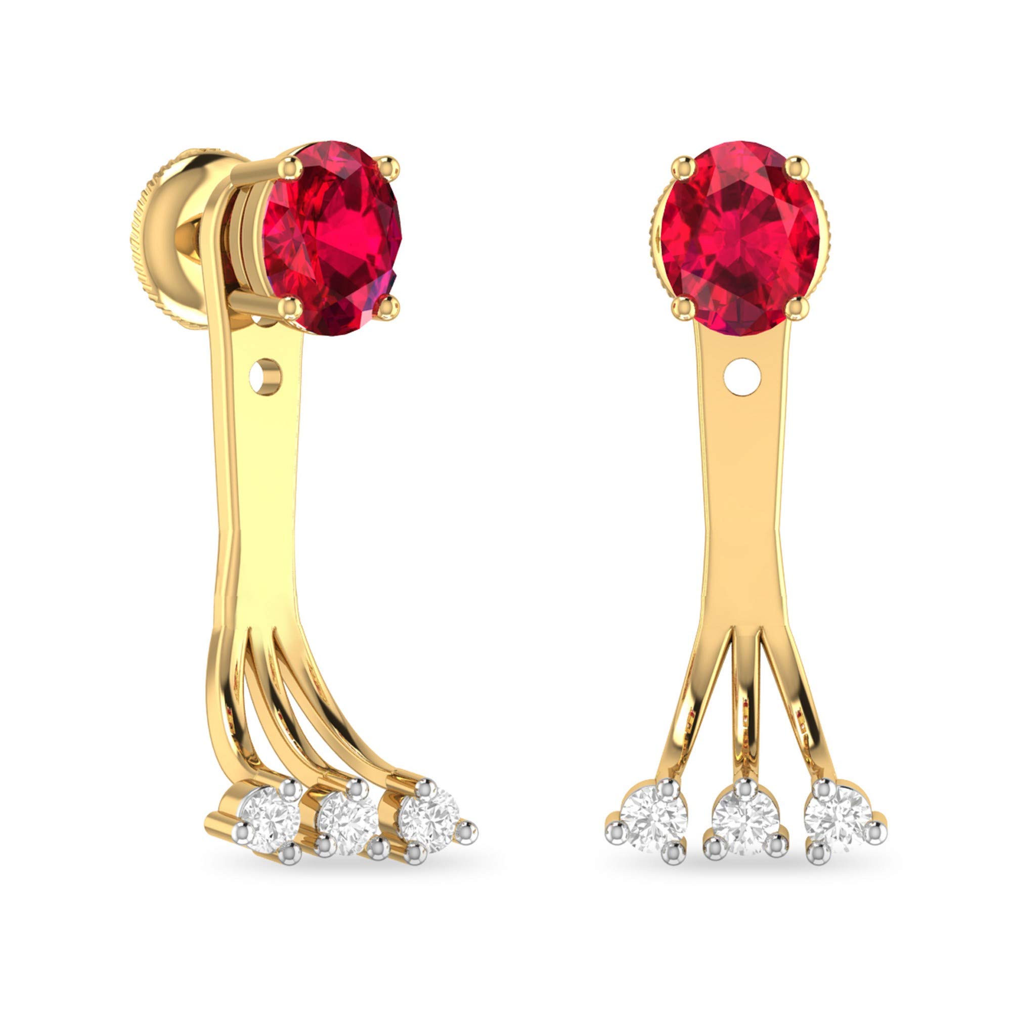 pc jeweller Yellow Gold and Diamond Stud Earrings for Women-picture-14