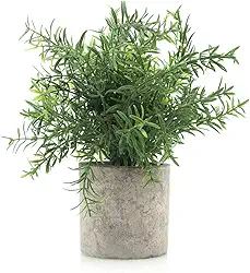Velener Plantas artificiais de alecrim em vaso - arbustos de topiaria rústica de casa de fazenda para decoração de centros de mesa sala de estar, prateleira quarto estética verde acessórios de banheiro boho pequena planta de mesa escritório