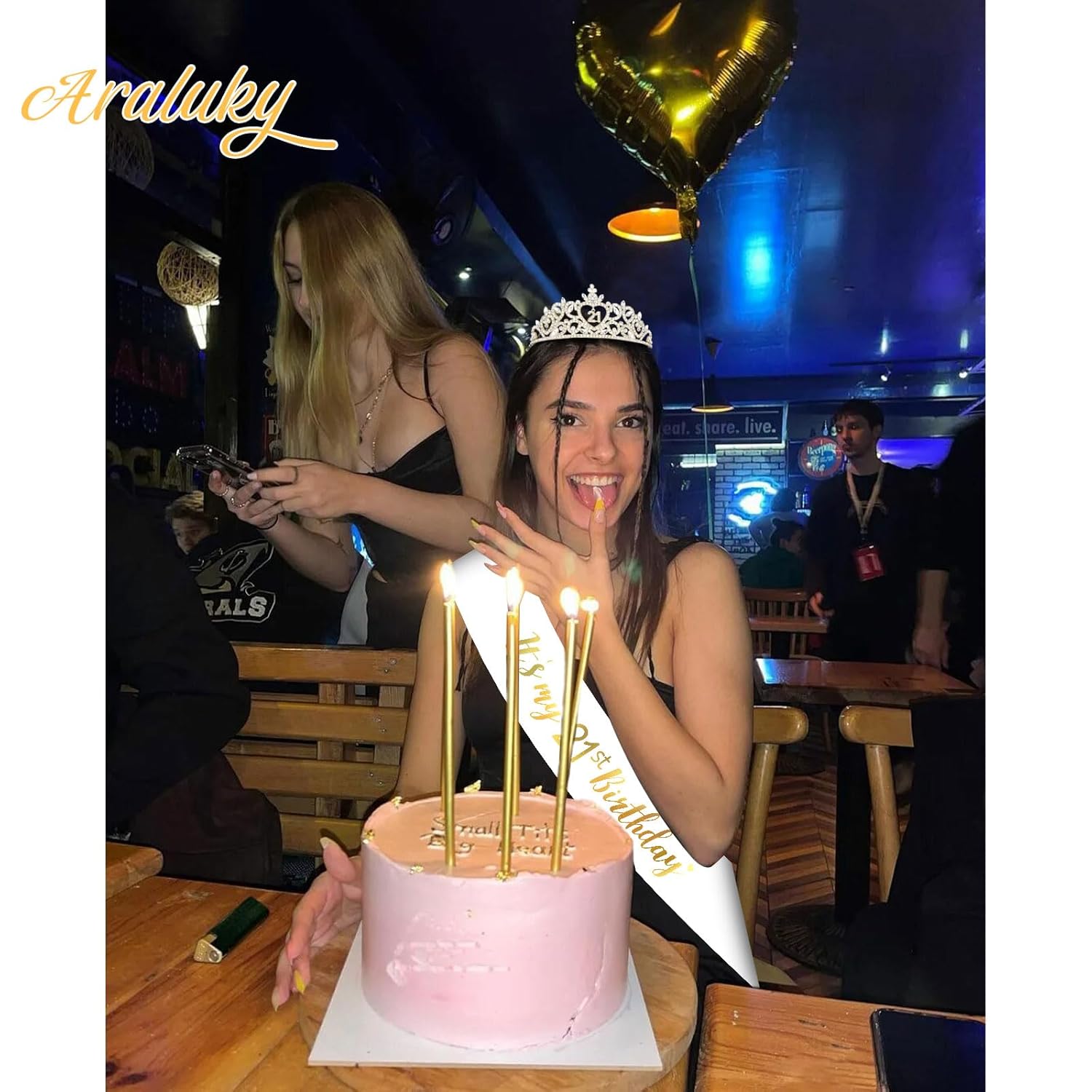 Happy 21st Birthday Decorations for Her with Happy 21st Birthday Sash for Women & Twenty-one Crown 21 years old Gifts for Her - Image 4