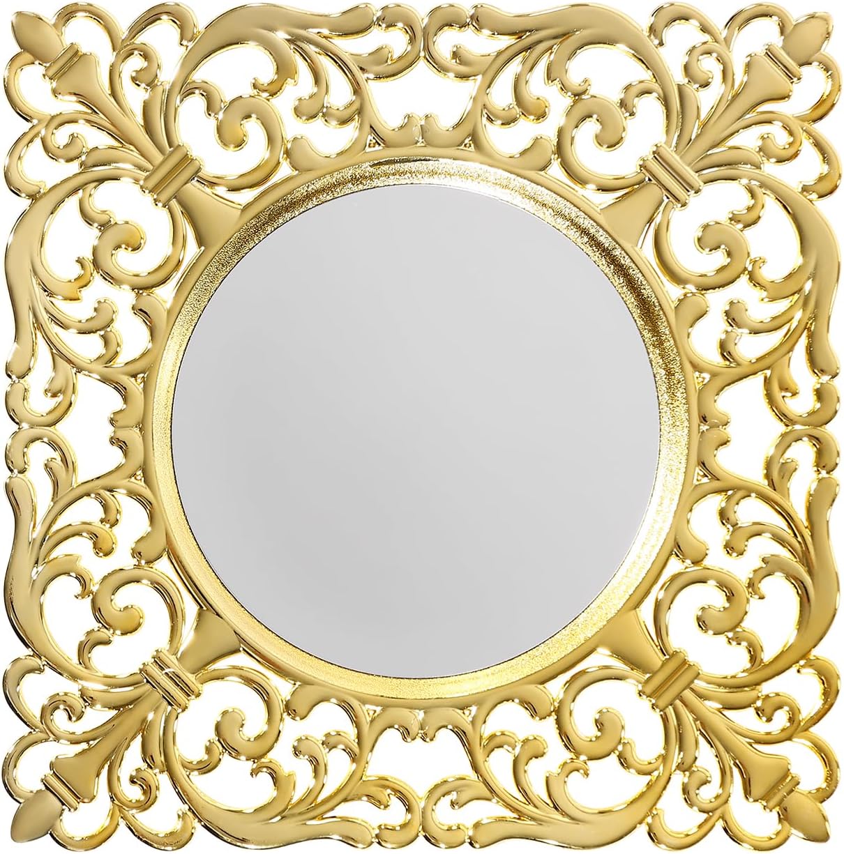 12" Gold Charger Plates Set of 6, Square Chargers, Mirror Charger for Dinner Plates, Plate Chargers with Embossed Rims for Table Setting, Wedding (Sliver)