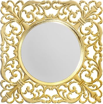 6 Pcs Gold Square Acrylic Charger Plates 11.8" Mirror Charger for Dinner Plates, Plastic Plate Chargers with Embossed Rims for Dinner Plates, Table Setting, Kitchen Party Wedding Decoration Gold