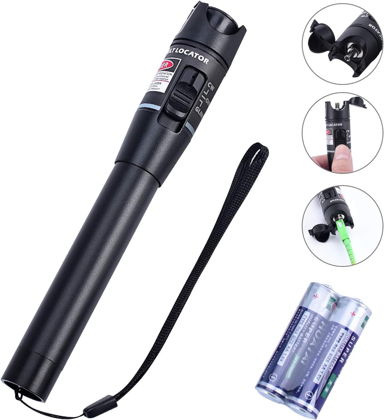 Visual Fault Locator, 30mW 30KM Red Light Fiber Optic Cable Tester Meter, Cable Test Equipment Suitable for 2.5 mm Connector