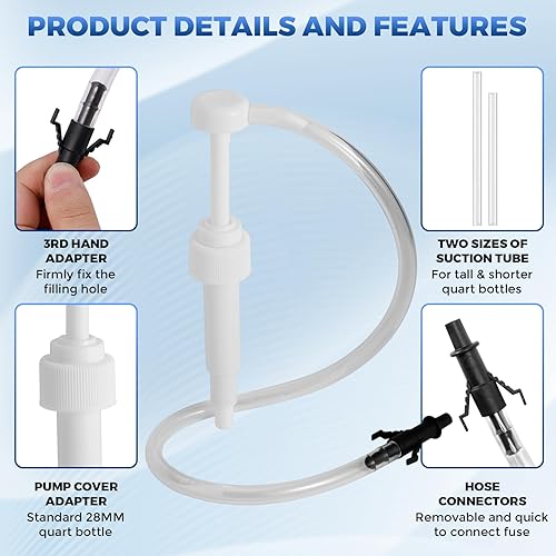 Miniatura 5 de Bomba de líquido para botellas estándar de cuarto de galón - 10cc por carrera de bomba, bomba de líquido de transmisión con adaptador de tercera