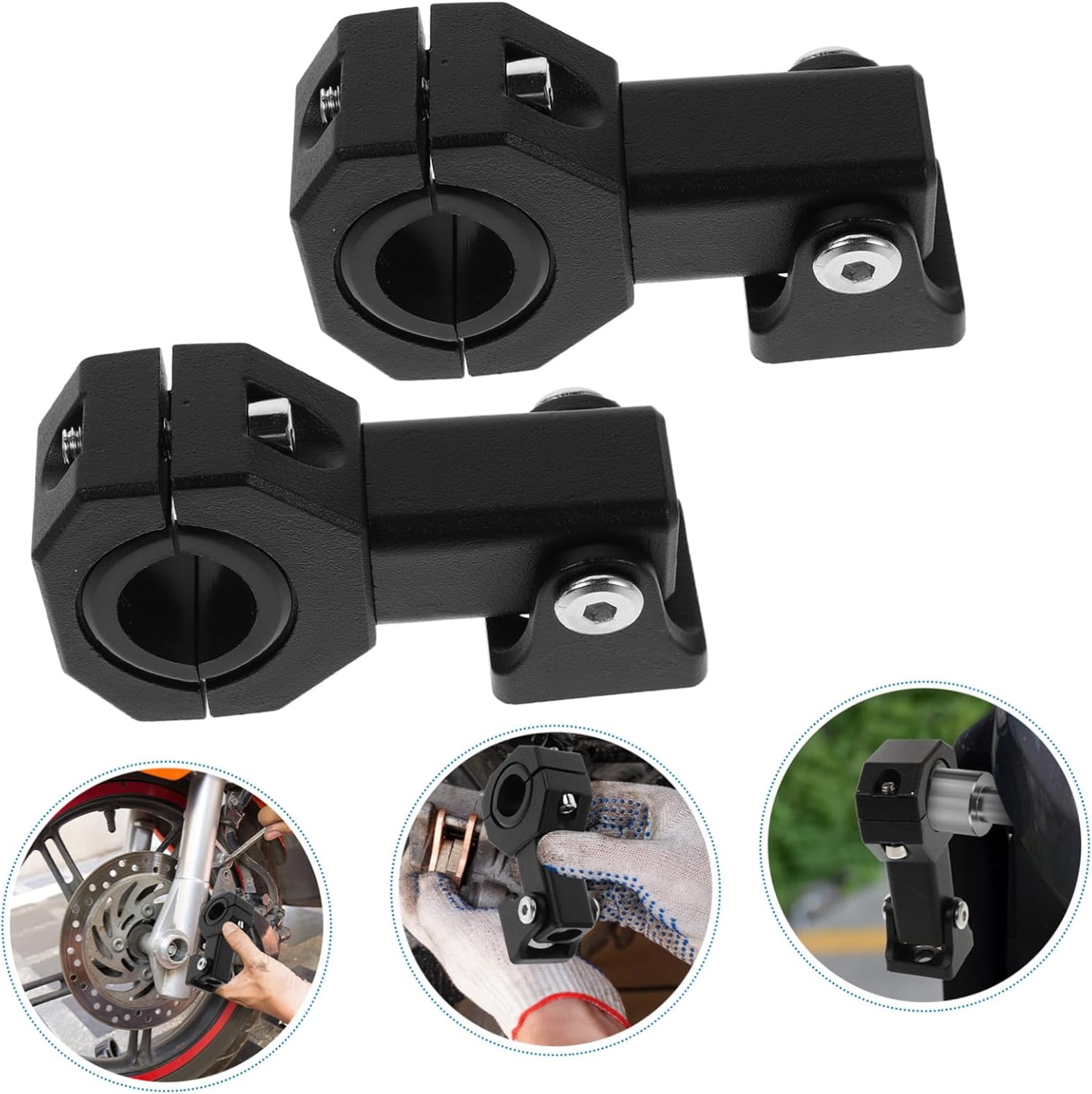 2pcs Motorcycle Light Brackets Fog Driving Light Fork Mount Tube Clamp for Headlight Holder Easy Installation Accessories Black