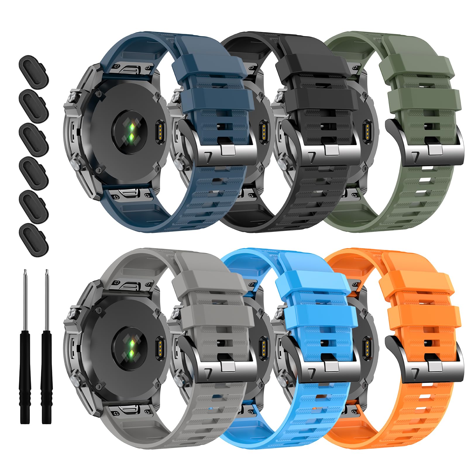 Silicone Band for Garmin Enduro 3 2/Fenix 8 pro/tactix 8 AMOLED 51mm/Fenix 7X/6X pro sapphire solar/5X plus, 26mm Quickfit Sprot Watch Strap Replacement for Descent Mk2i/3i/epix Pro/quatix 8 51mm