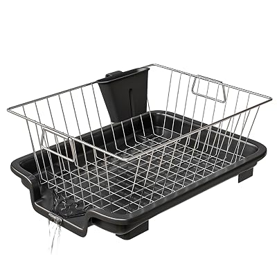 TEX-RO Small Dish Drying Rack with Drainer Tray | Stainless Steel Vessel Drainer Basket for Kitchen 
