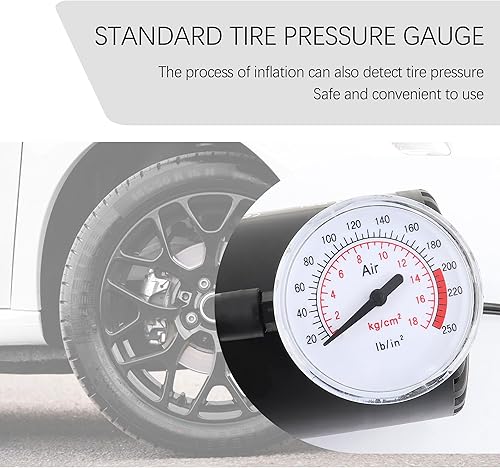Miniatura 3 de Bomba de aire de neumáticos de automóvil de 12 V con medidor de presión, inflador de neumáticos de 250 PSI, compresor de aire portátil, herramientas