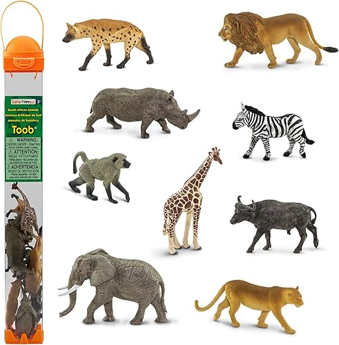 Safari Ltd. Animales sudafricanos TOOB - 9 figuras de elefante, león, jirafa y más - Juego de juguetes educativos para niños, niñas y niños a partir