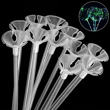 30pcs Plastic Balloon Sticks,Soporte Para Globos with Cups,Ballon Sticks for Birthday Parties, Easter, Any Holiday, Wedding, Anniversary Decoration, Transparent Colors