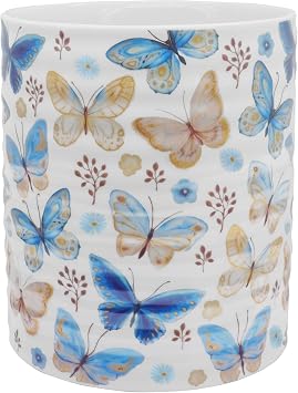 Kitchen Utensil Holder,7.2Extra Large Stable Pattern Ceramic Utensil Crock,Utensil Organizer for Countertop,Kitchen Decor,Utensil Holder for Housewarming,Wedding Gift Butterfly