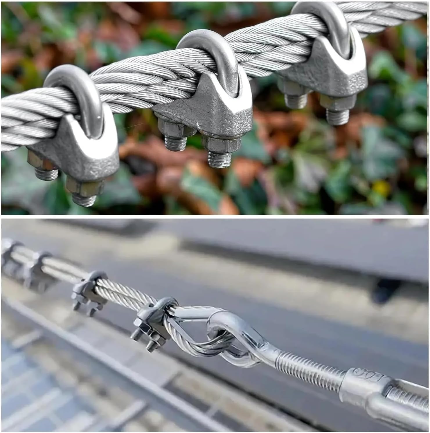 1-10pcs Stainless Steel U-Type Cable Clamps M5 M3 Steel Wire Rope Clip U Bolt Saddle Fastener Clothesline Tightener Hardware Tool(M5-5PCS)