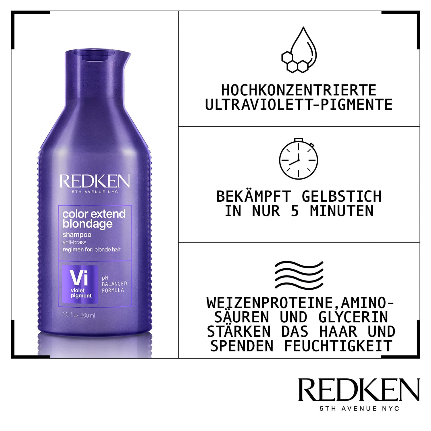 Redken | Pflegeset für blondes und blondiertes Haar ohne Gelbstich, Mit Protein-Komplex, Color Extend Blondage Shampoo 300 ml & Conditioner 300 ml