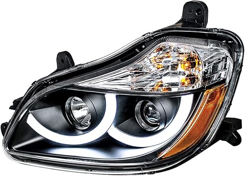 UNITED PACIFIC 31456 Faro delantero para proyector, LH, negro, con luz LED de posición blanca, 4.58A, 12V CC, para Kenworth T680 2011-2021
