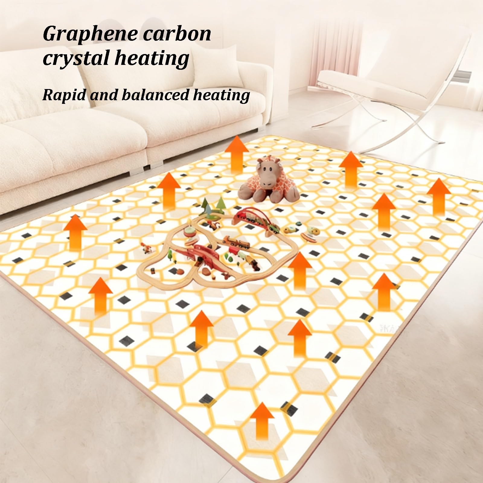 Tappeto Riscaldato Elettricamente, Grande Tappeto Riscaldante Elettrico, Scaldapiedi Sotto La Scrivania, Cuscinetti Riscaldanti Per Pavimenti In Grafene A Temperatura Costante(E,80 * 160cm)