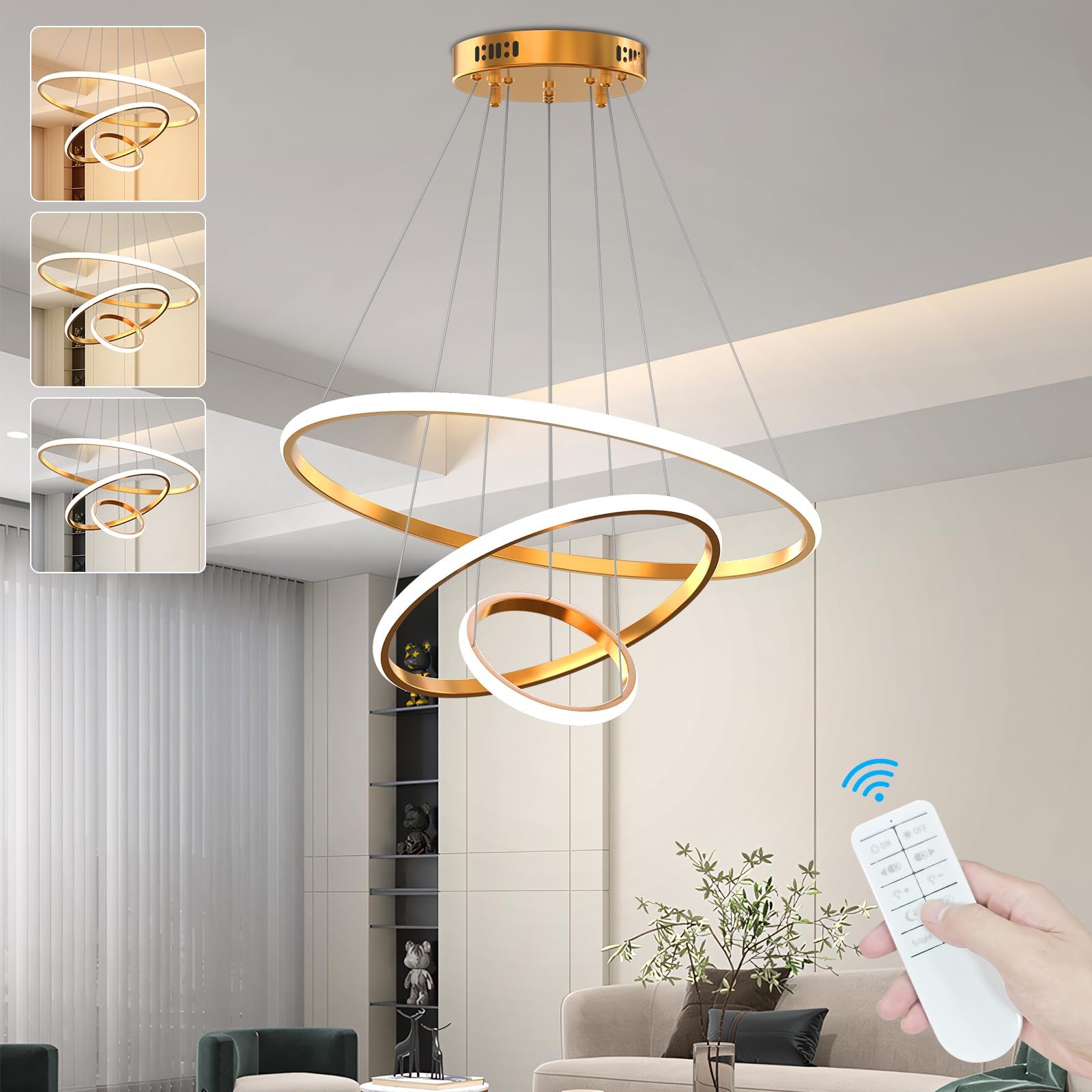 Lámpara De Techo LED, 45W 6400LM Luces De Techo Con Control Remoto Regulable, Pétalos Curvos