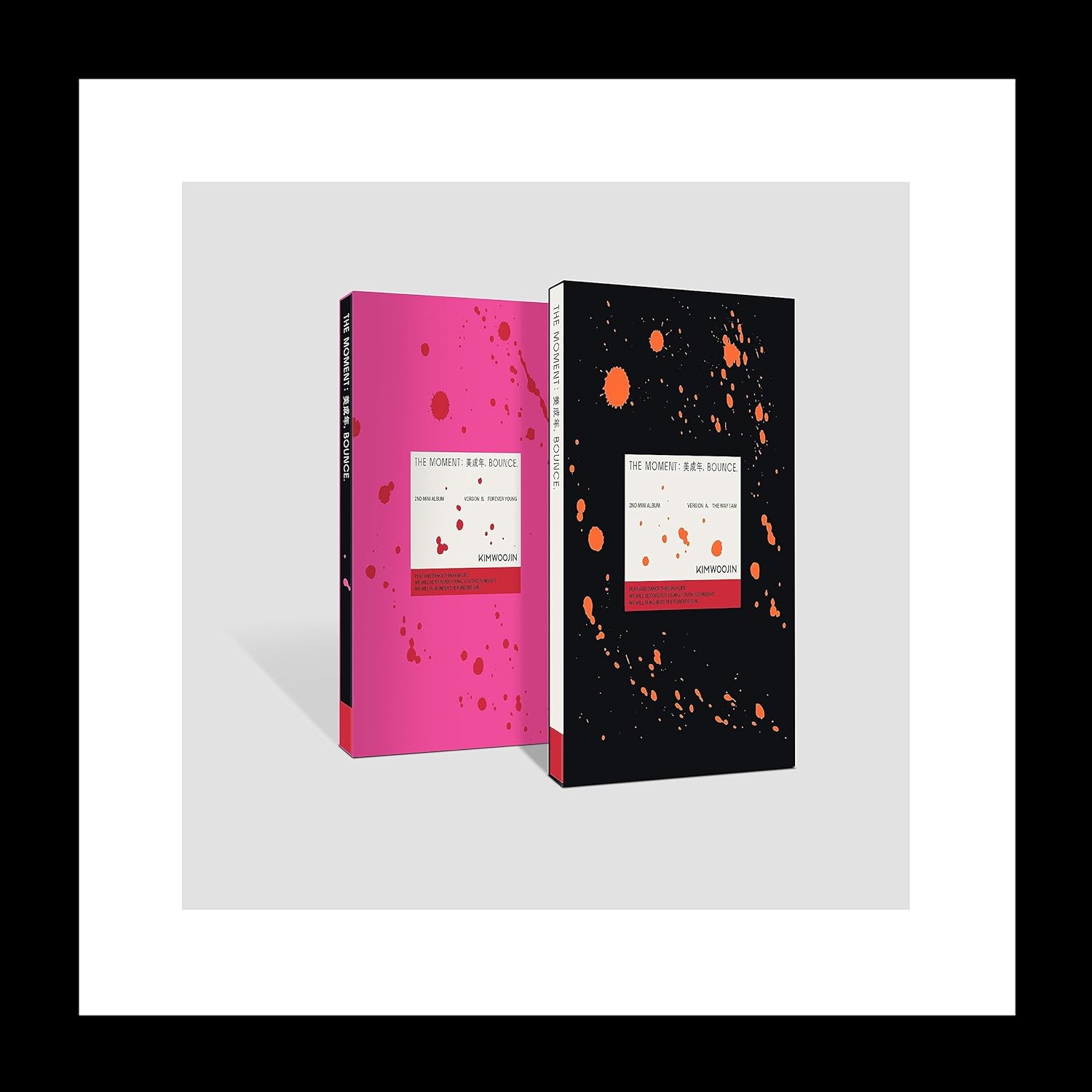 Kim Woojin The moment : 美成年 Bounce 2nd Mini Album CD+POB+Photobook+Photocard+Folding poster on pack+Sticker+Message card+Bookmark+Paper figure+Tracking Sealed I'm Still On My Way To Dream (SET(A+B))