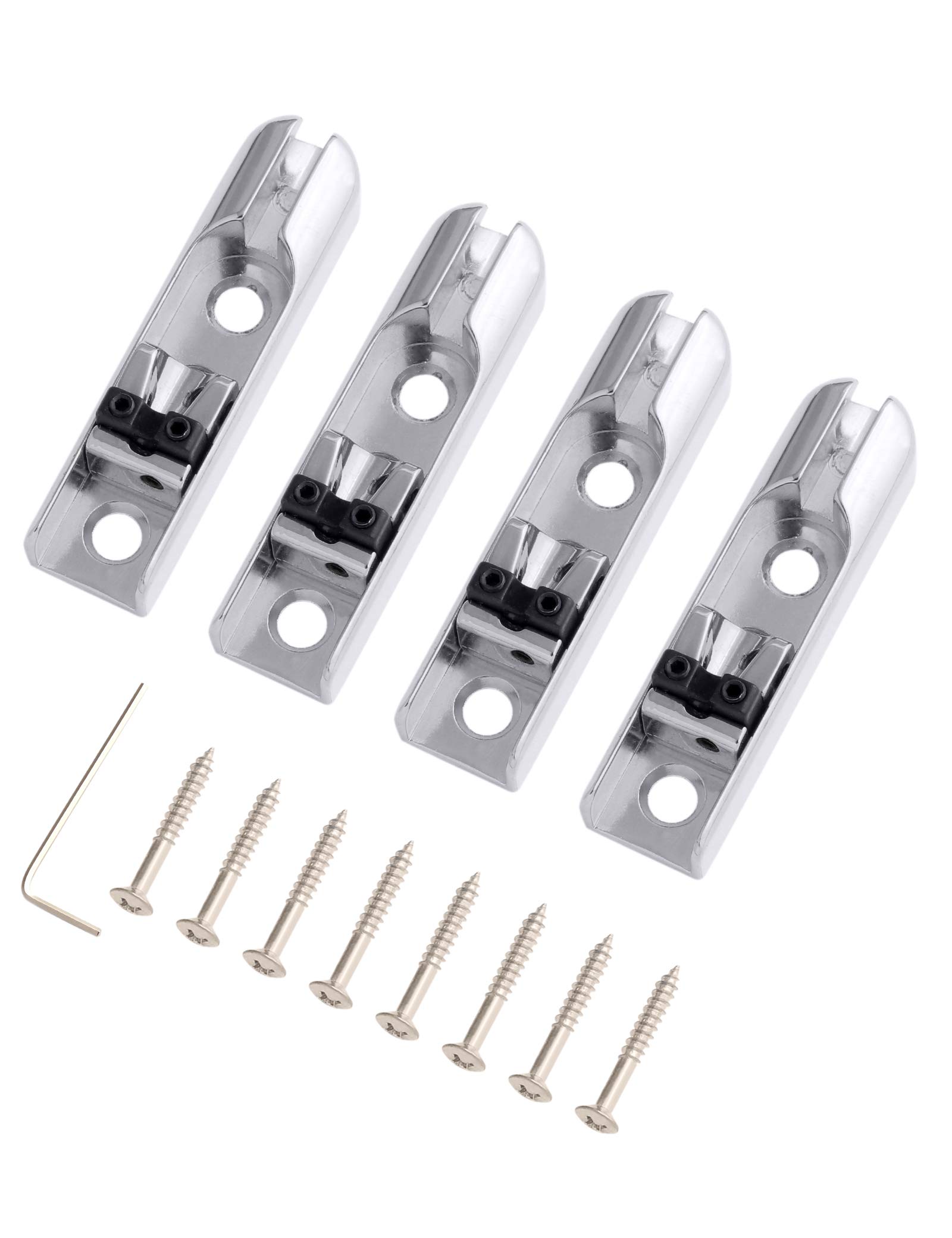 Holmer Bassgitarre Steg Einzelne Bassbrücke Saitenhalter Single String Bass Bridge für 4 Saiten Bass Gitarre Heavy Duty Zink Sattel (Chrom)