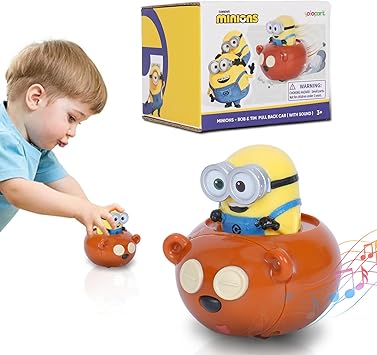 YOLOPARK Minions Despicable Me Toy Car,2.75 Inch Mini Bob & Tim Pull Back Car with Sound,Birthday Party Favor Gifts for Toddler 3 4 5 6 7 Year Old