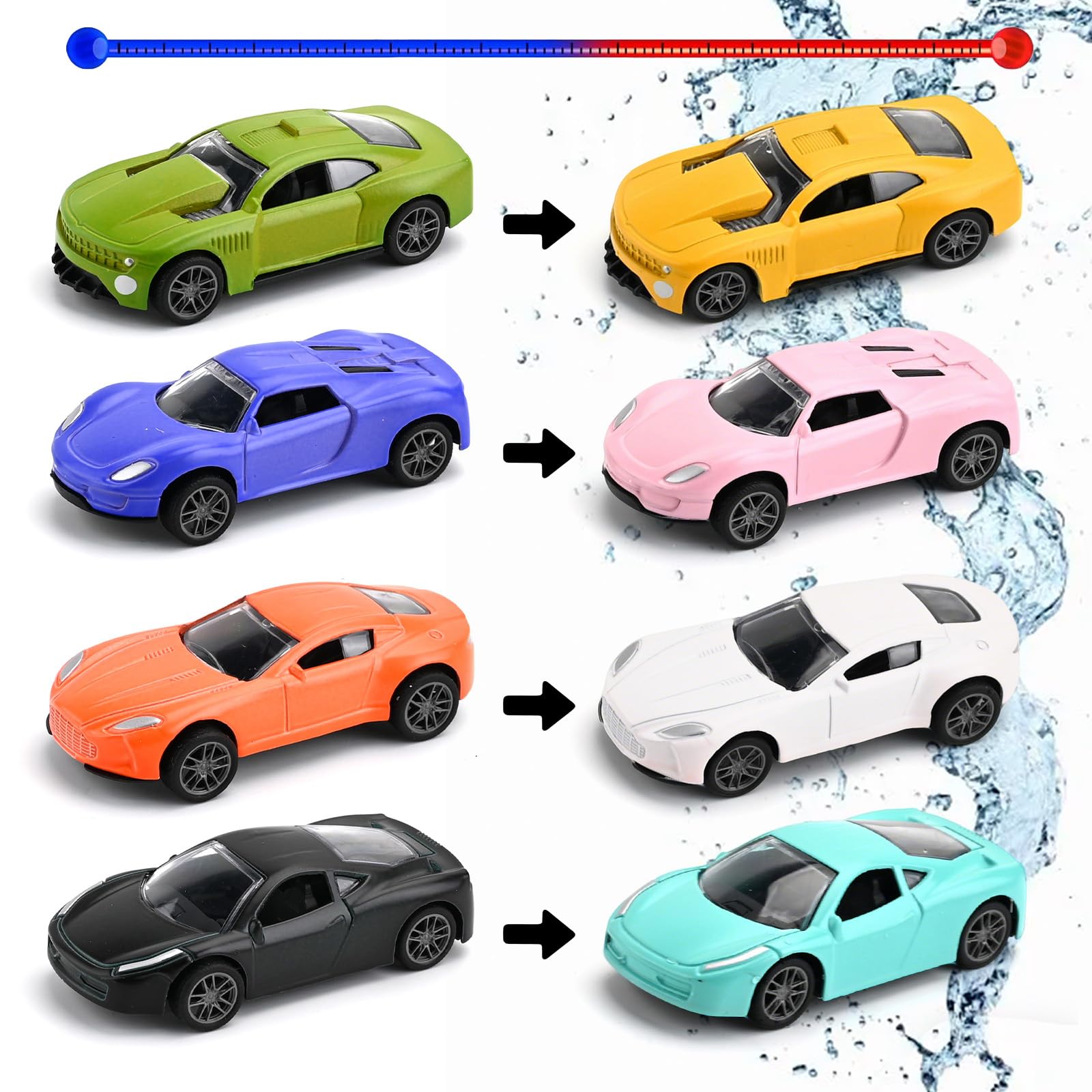 Mtbricey 4 PCS Colour Changing Cars Colour Shift Alloy Water-Activated Toy Cars for Bath & Playtime Mini Car Toys Racing Car Playset Vehicle Toys Gifts for 3 4 5 Year Old Boys - Image 2