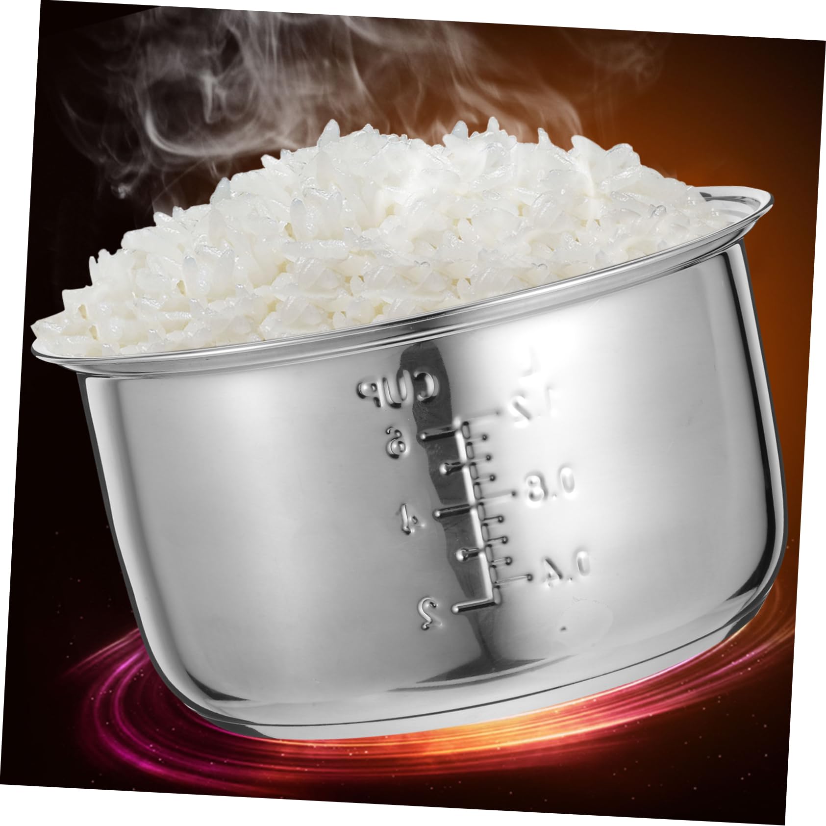 Cuiseur à Riz INOX Revêtement Antiadhésif en Acier Inoxydable, Casserole Intérieure de 3 litres Facile à Nettoyer pour Usage Domestique et Bureau