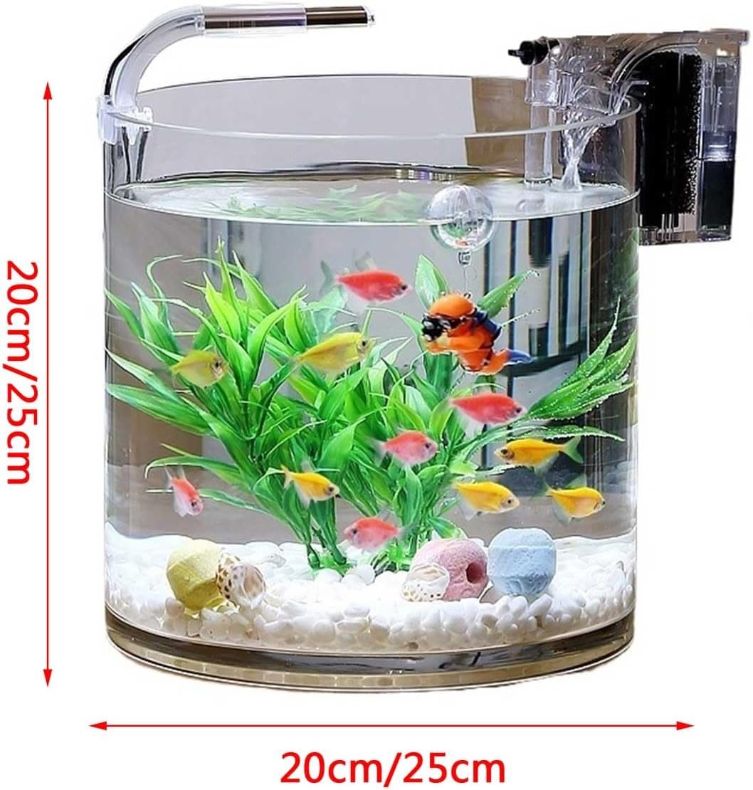 Aquarium Fish-Bowl Transparent Glass Fish Aquarium Living Room Office Desktop Cylindrical(20x20cm)