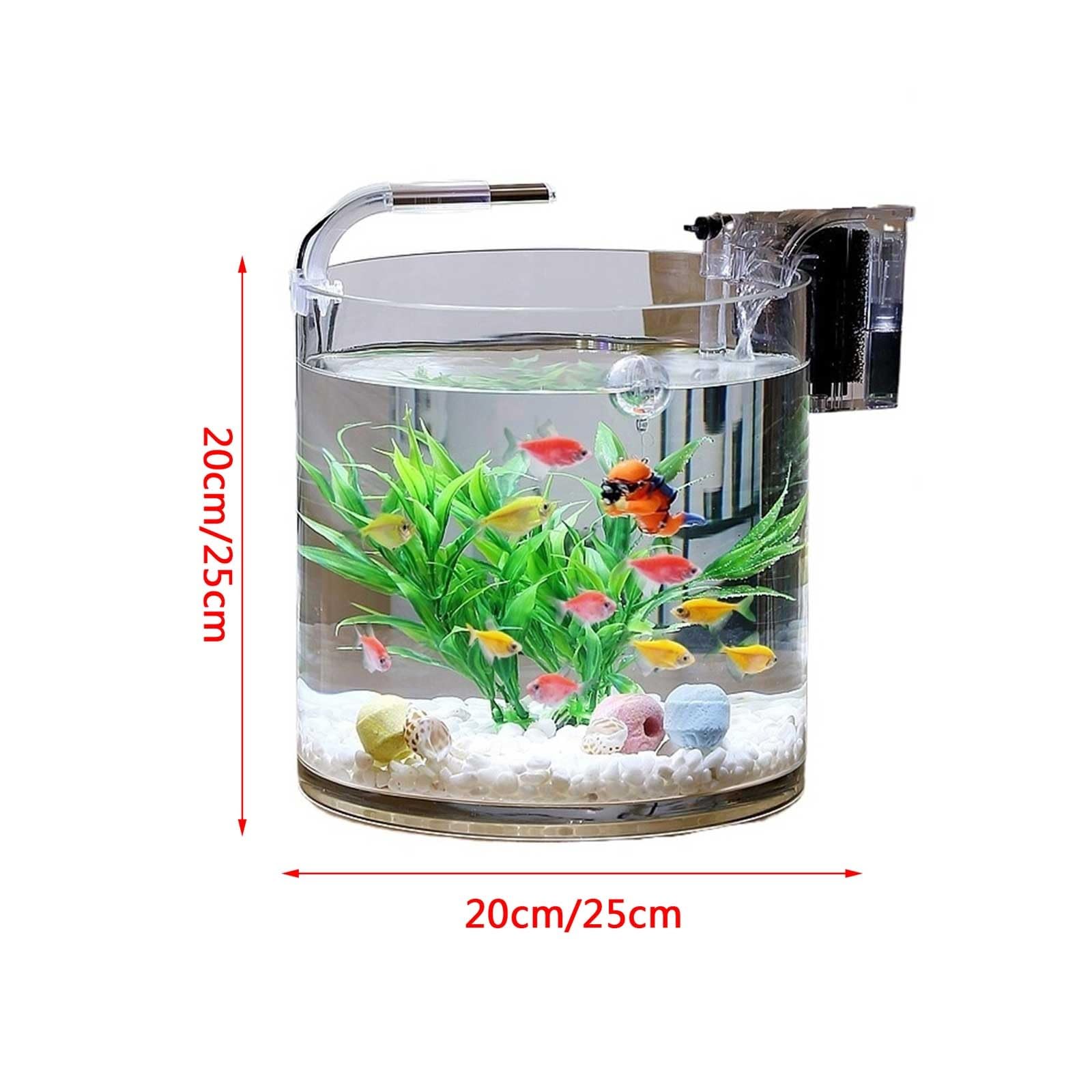 Aquarium Aquarium de Poissons en Verre Transparent, Salon, Bureau, Aquarium de Poissons cylindrique, Aquascape, Aquarium en Verre Bocal ​Poisson(25x25cm)