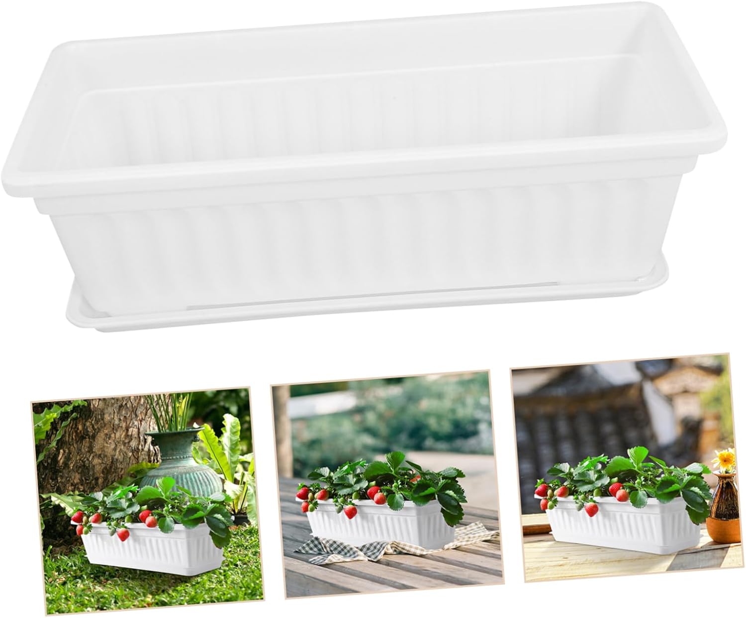 2pcs Rectangular Planting Boxes Drainage Plastic for Indoor and Outdoor Use for Balcony Vegetable Gardens and Flower Nursery
