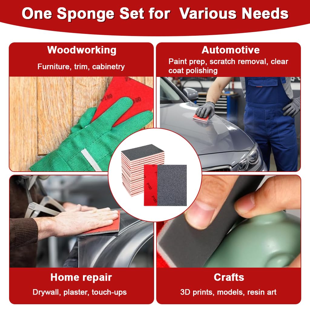 STHIRA® 20-Pack Sanding Sponge Blocks 180-3000 Grit 10x7cm for Car Wet/Dry 4