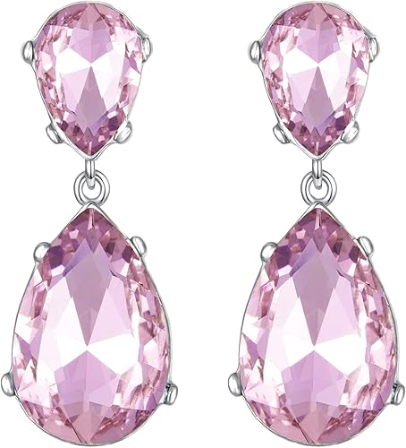 EVER FAITH Women's Austrian Crystal Wedding Teardrop Pierced Dangle Earrings Pin