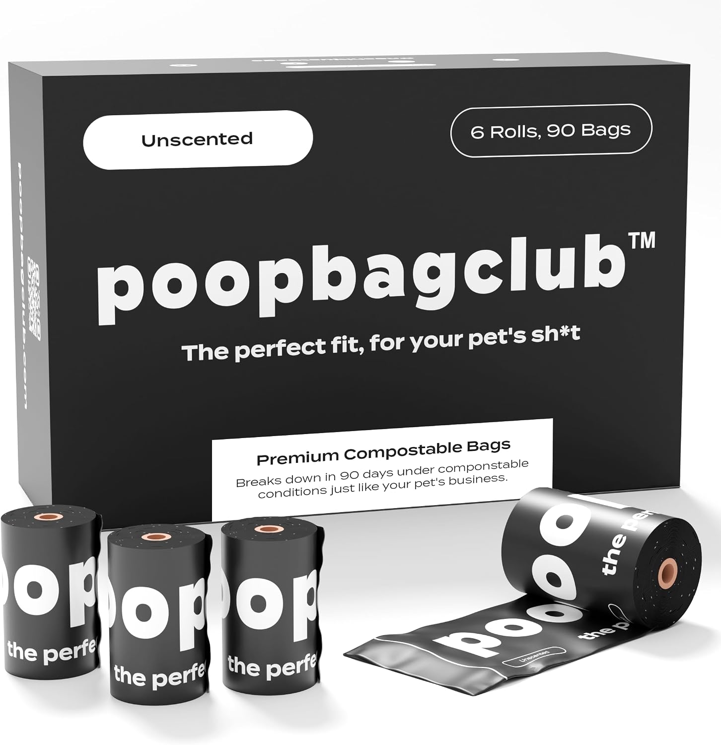 PoopBagClub Unscented Dog Poop Bags - Extra Thick Leak Proof for Dogs - Certified Compostable - Earthminded Essential Accessory for Daily Walks and Easy Cleanup - 90 Bags