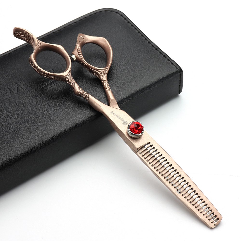 Ciseaux de coiffure or rose 6 pouces pour sublimer les coupes en salon de coiffure
