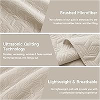 Vista 7 de Lavsiry Juego de ropa de cama acolchada de tamaño individual beige con funda de almohada, colcha ligera de verano, sobrecama, manta acolchada suave