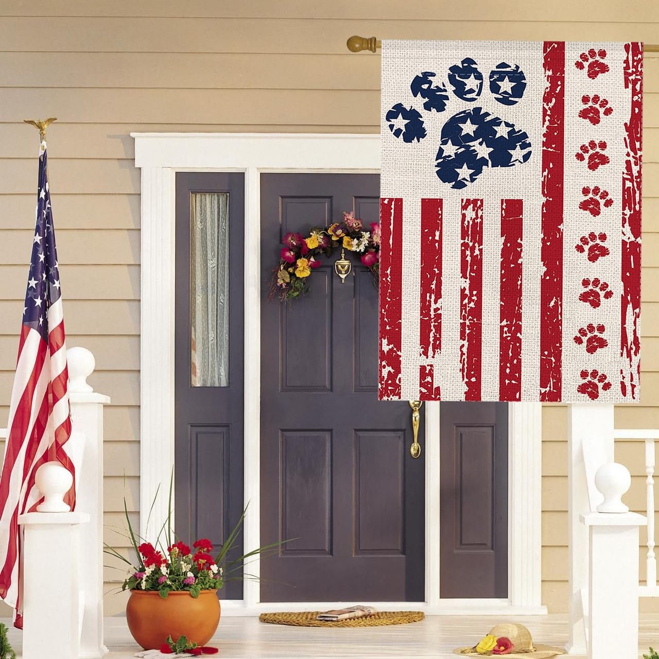 Amerikanische Flagge 4. Juli – Doppelseitig, 71,1x101,6 Cm, Gartenflagge Mit Hundemotiv