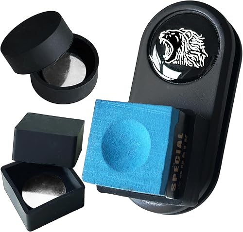 Magnetic Billiard Chalk Holder Belt Clip with Round & Square Storage Cases