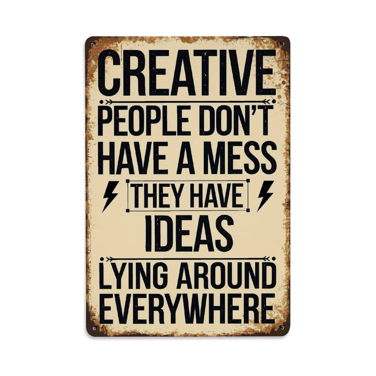 Bliveurn Vintage Creative People Have Ideas Everywhere Retro Metal Tin Sign, Metal Poster For Home, Gaming Room, Studio Workshop,Bar,Garage Wall Art Decor 8X12 Inch