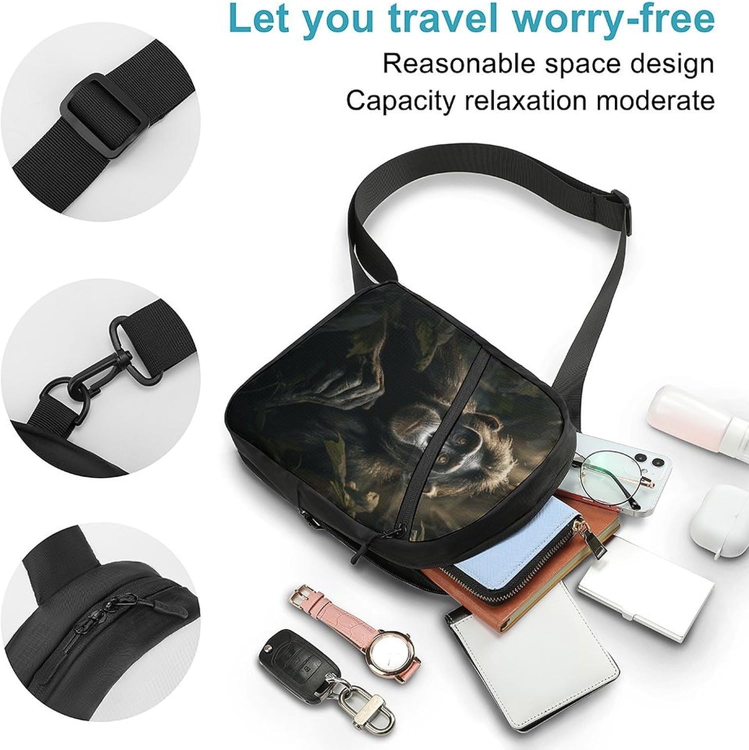 Monkey in Jungle Chest Bag Waist Pack Crossbody Bags image 3