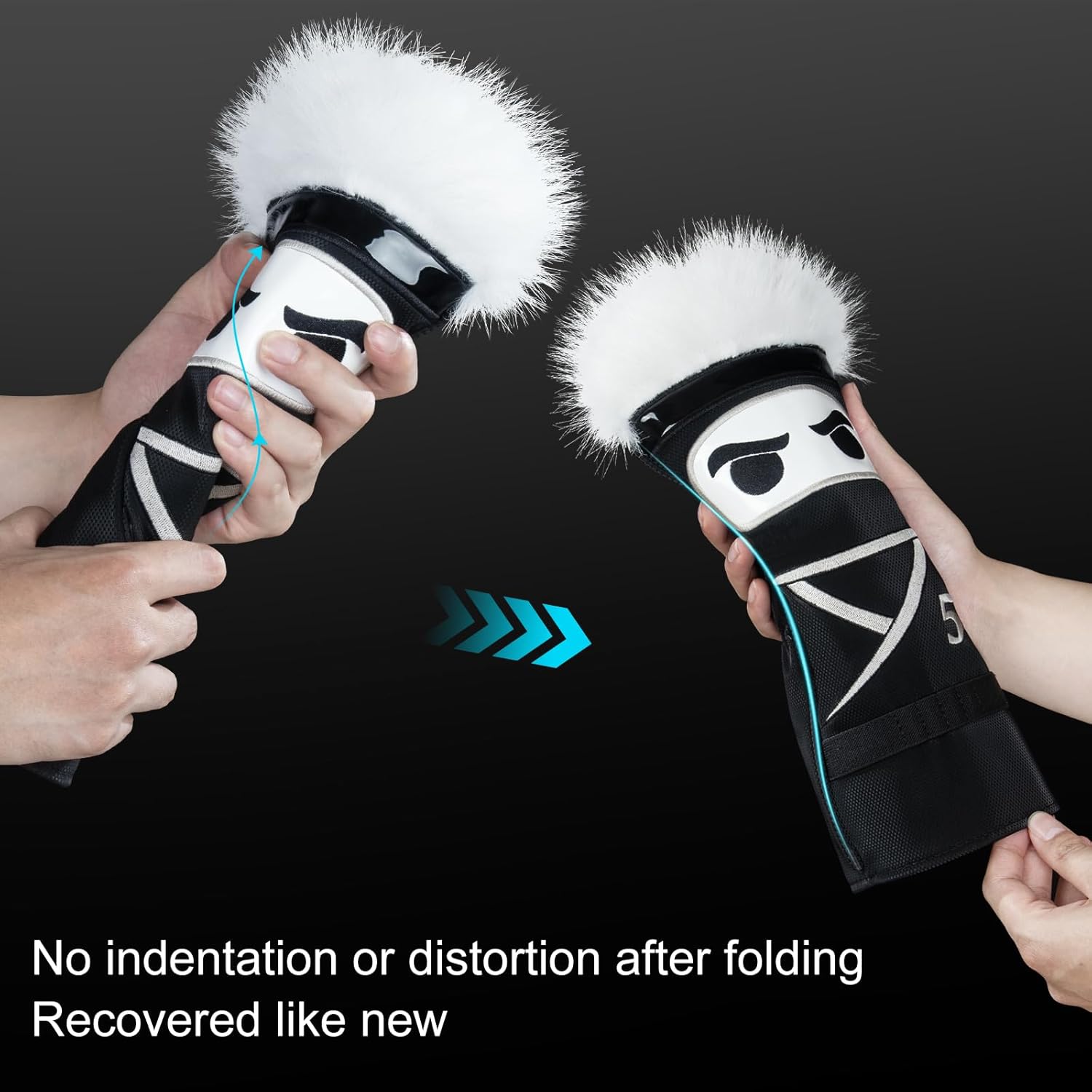 mytag Ninja Golf Club Covers for Woods and Driver, Golf Driver Cover 3 Wood Headcover Hybrid Headcover with Golf Tee Holder, Embossed Synthetic Leather