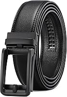 SENDEFN Men's Genuine Leather Ratchet Belt 1 3/8" Automatic Click Buckle - Adjustable Dress Casual with Gift Box