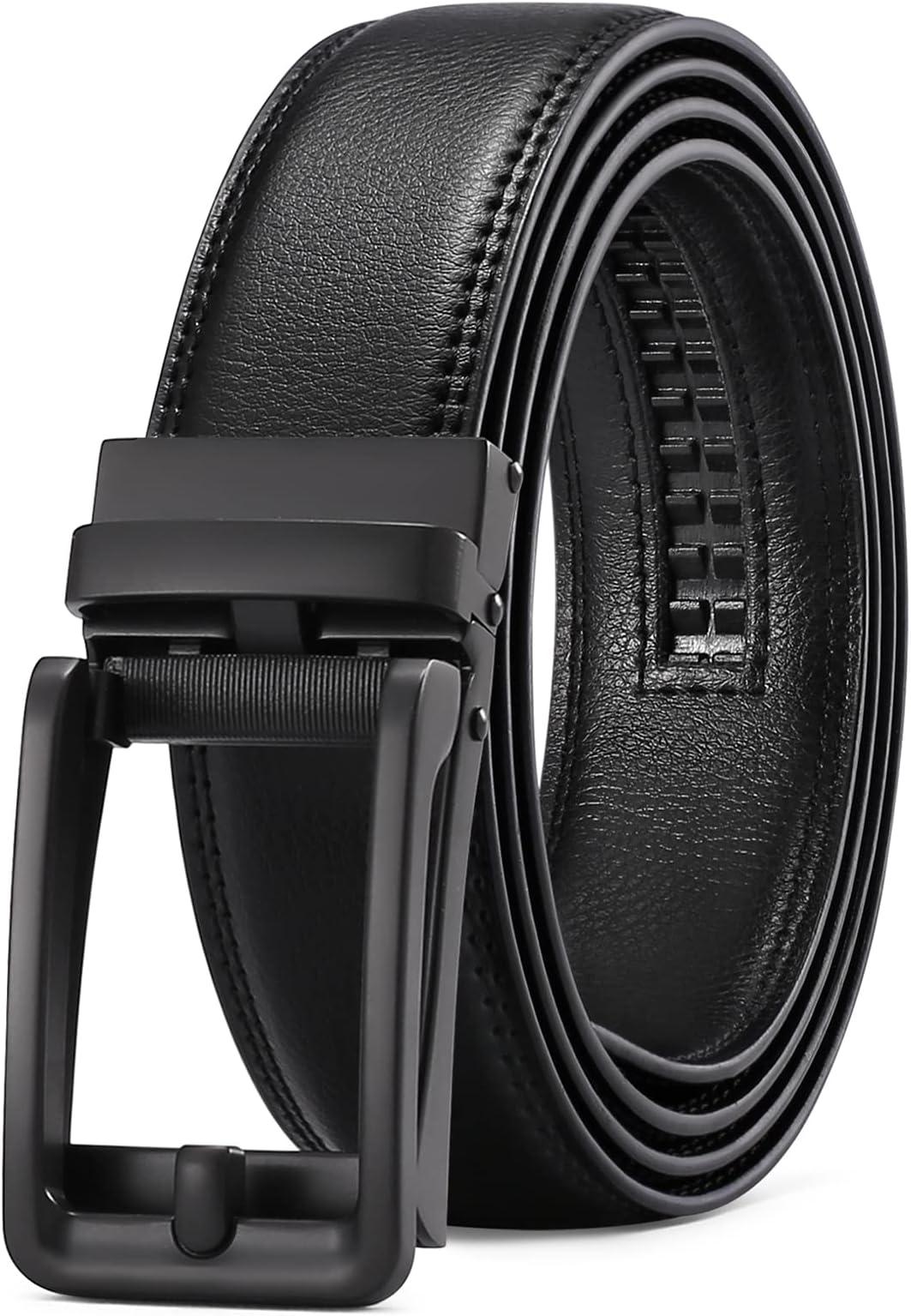 Men's Leather Dress Casual Belt 1 3/8" Automatic Adjustable Click Buckle Belts with Gift Box