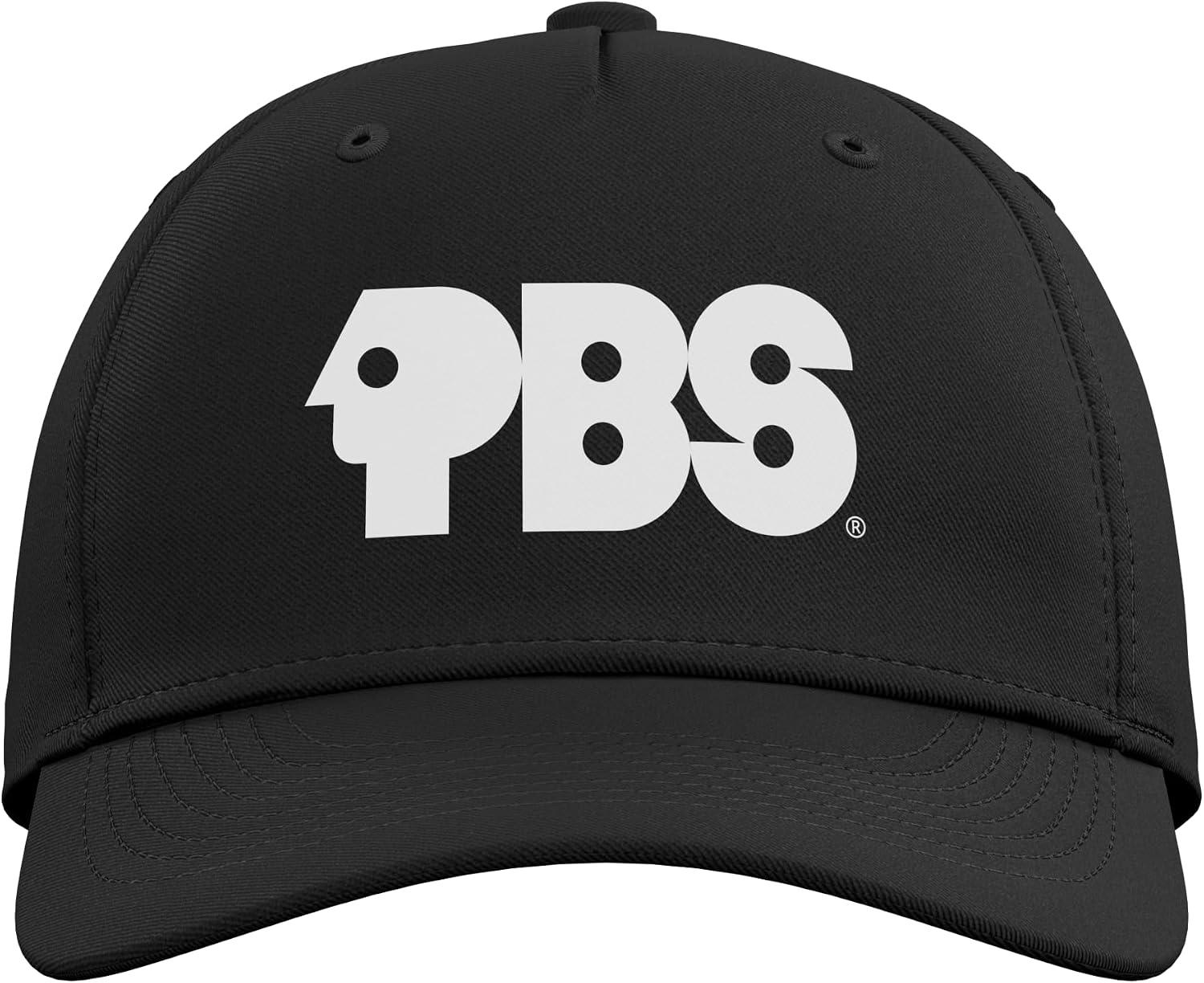 PBS Classic White Letter Logo Public Broadcasting Service Adjustable Printed Baseball Hat image 2
