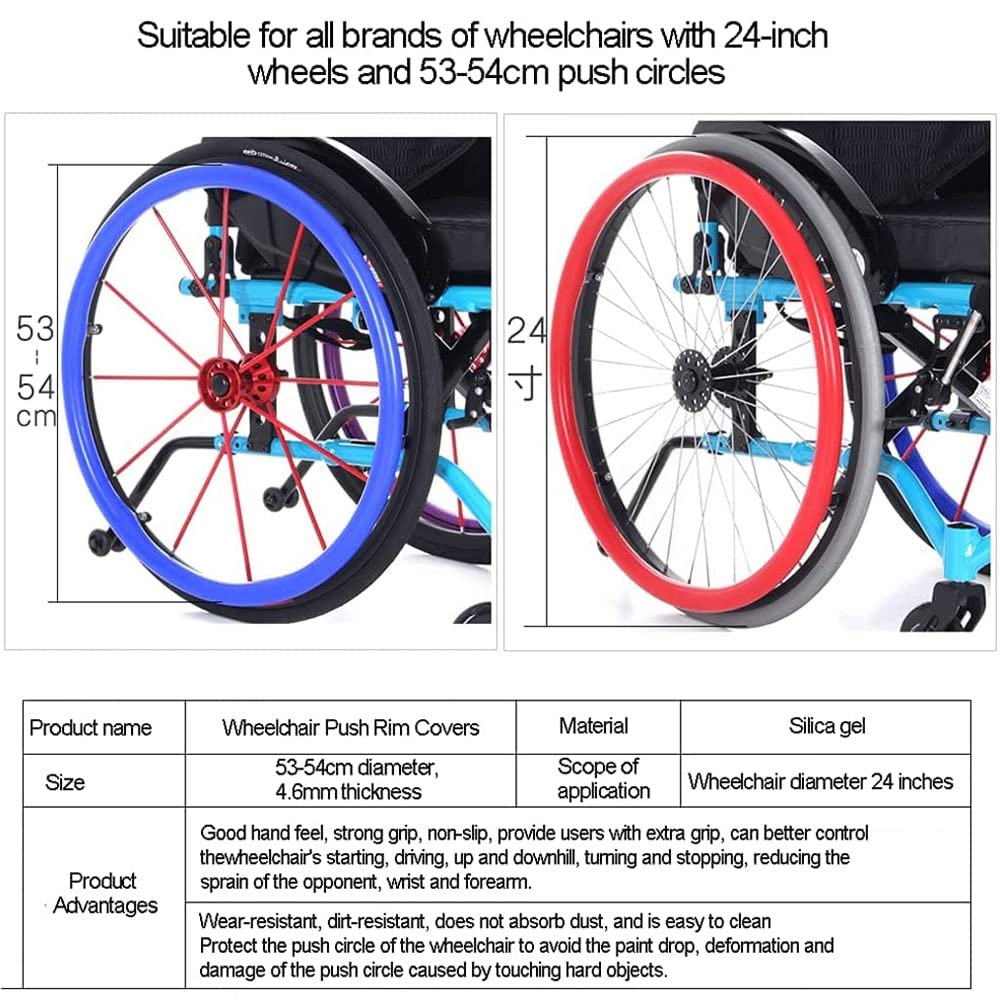 Copertura antiscivolo per sedia a rotelle, copertura antiscivolo resistente all'usura, migliora la trazione per sedia a rotelle sportiva con ruote posteriori da 61 cm