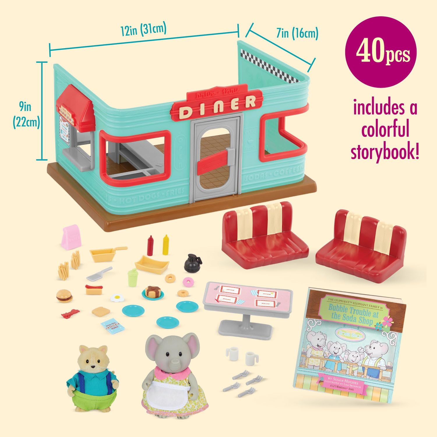 Amazon.com: Li'l Woodzeez – Li'l Nibbles Drive Thru Diner – 40Pcs