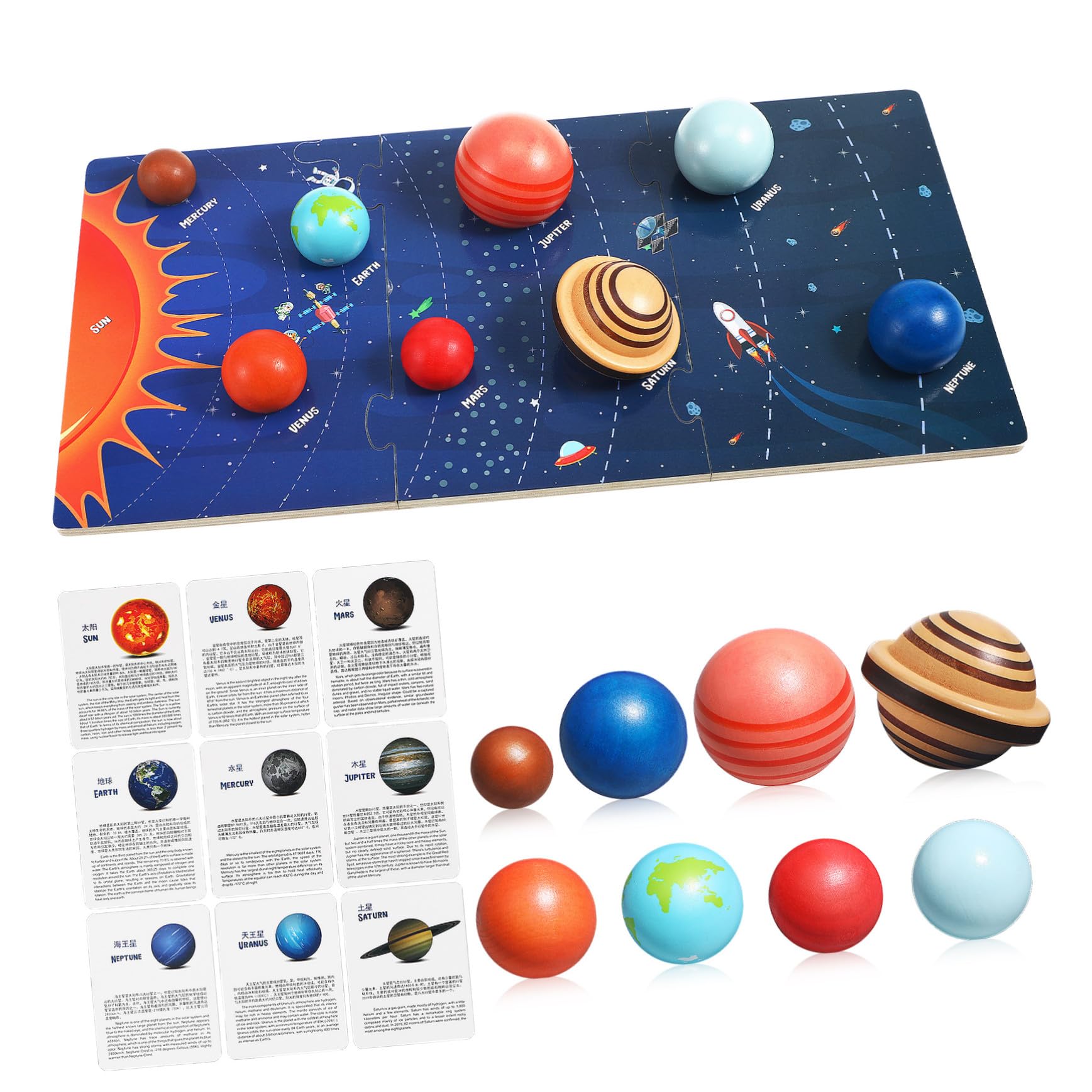 Puzzle di Legno Pianeti Solare per Bambini, Gioco Educativo Spaziale Facile da Conservare Colore Assortito, per Ragazzi e Ragazze