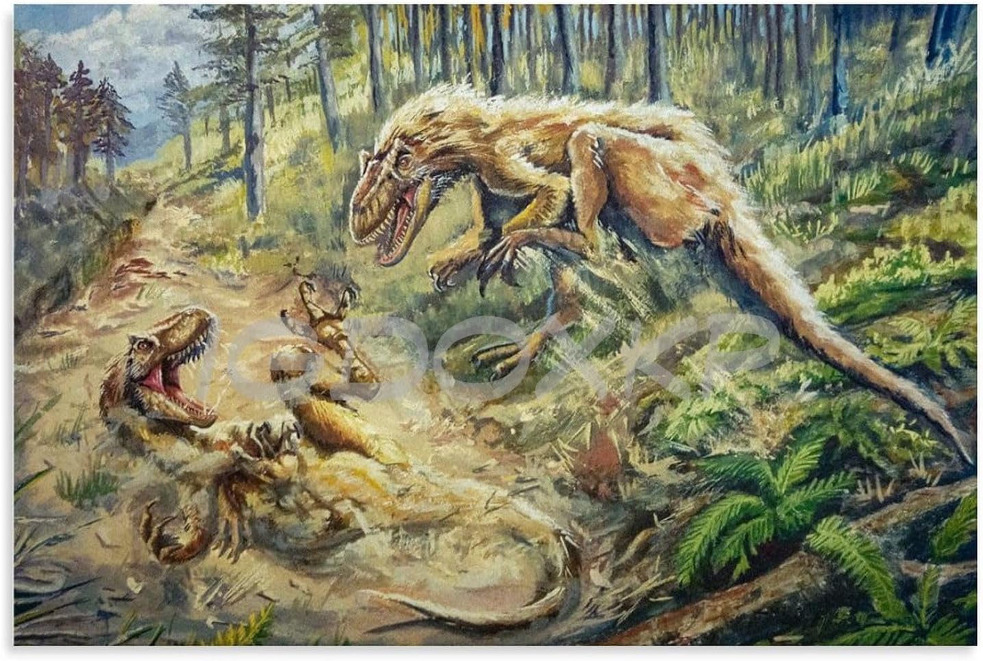 Amazon.com: TOYOCC Animal Poster Charles R. Knight Dinosaur Painting ...