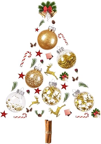 Miniatura 7 de HBlife 30 adornos de decoración de Navidad, 5 estilos de bolas doradas para árbol de Navidad, juego de adornos inastillables de 2.36 pulgadas para