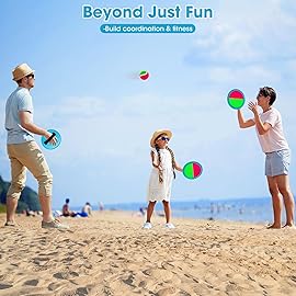 Ayeboovi Toss and Catch Ball Set Beach Pool Outdoor Toys Games for Kids Ages 3 4 5 6 7 8+ Year Old Boys Girls Birthday Gifts Stocking Stuffers for Boys Girls Ball Catch Game 2 Paddles 2 Balls Upgraded