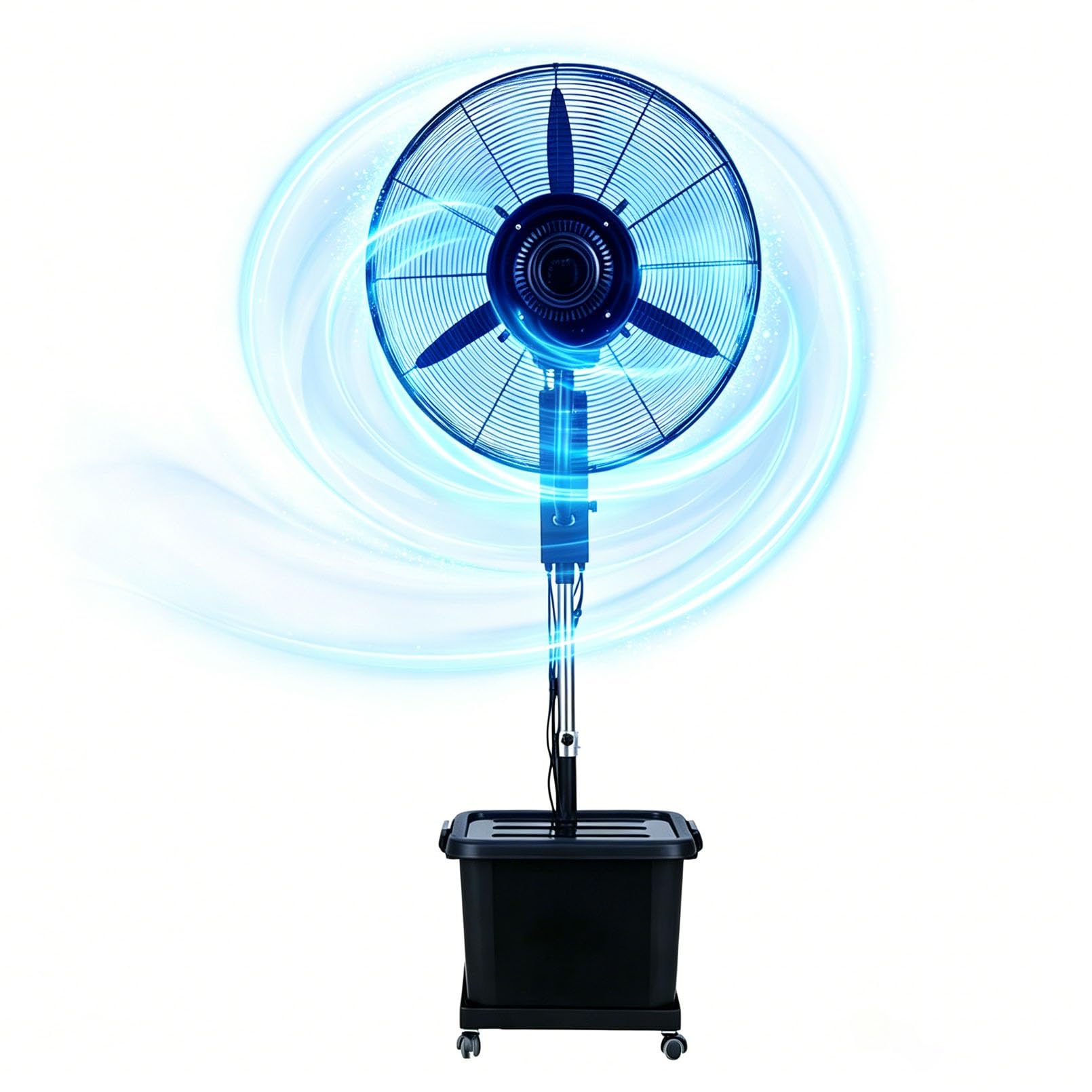 Ventilador Humidificador 42L con Nebulizador, 3 Velocidades, Altura Regulable 160-200cm, Oscilación 90°, Ruedas Pivotantes, Enfriador De Aire Portatil Ventiladores de Pie con Agua para Oficina(⌀71cm)