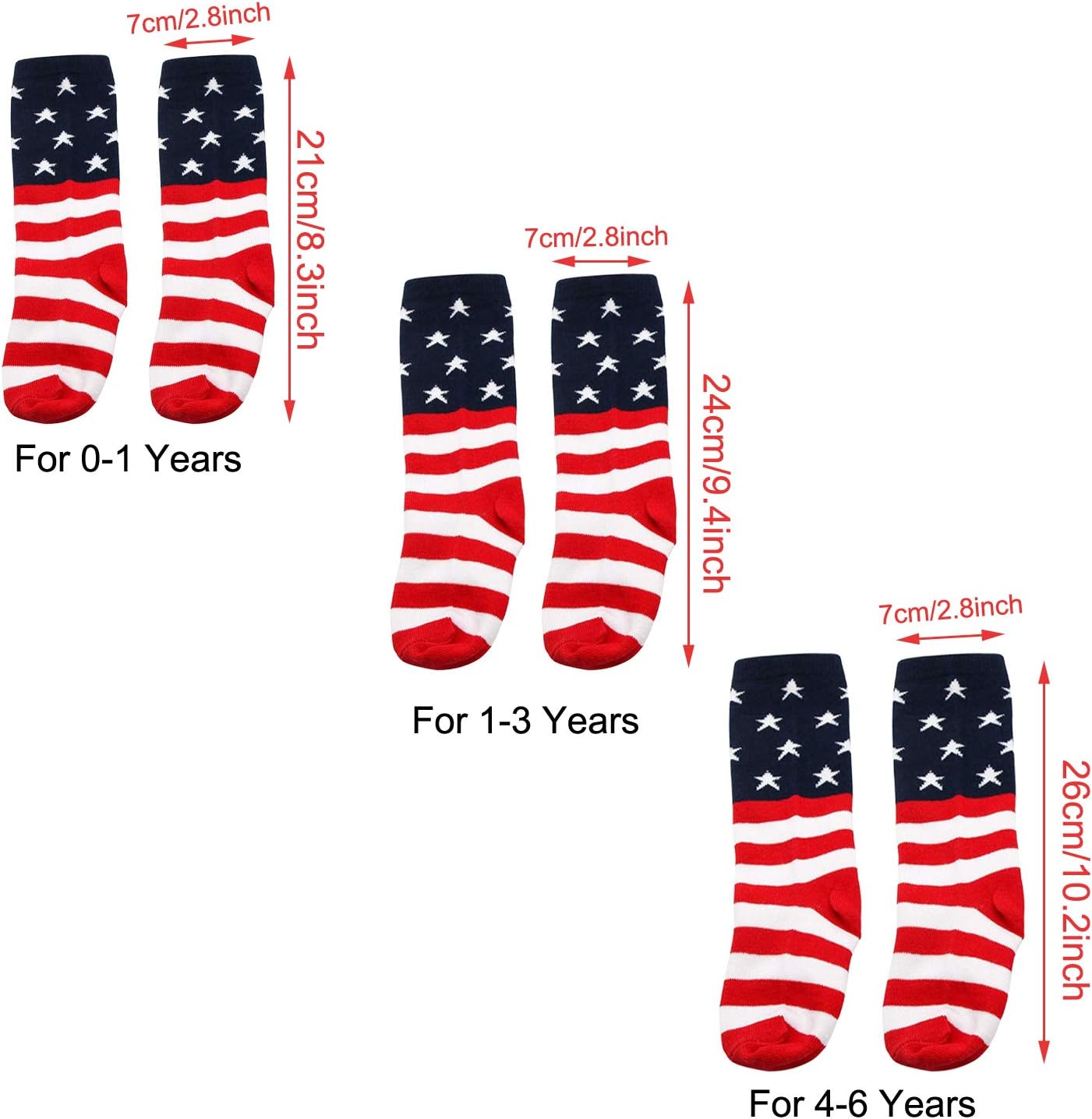 Kids USA Flag Socks,Cotton Striped and Star Socks Knee High Tube Socks,Set of 2