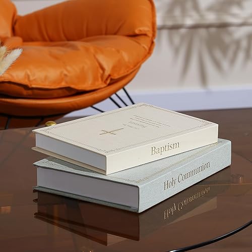 Miniatura 9 de Neatmeat Libros decorativos para decoración del hogar, juego de libros falsos con almacenamiento oculto, libros de mesa de centro neutros para sala